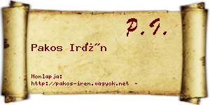 Pakos Irén névjegykártya